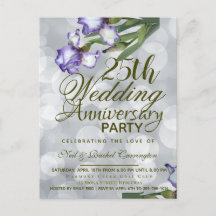 Postal de Invitación del 25° aniversario del Boda