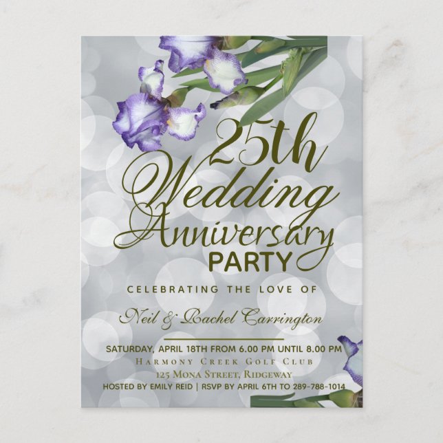 Postal de Invitación del 25° aniversario del Boda (Anverso)