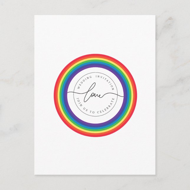 Postal de Invitación del Boda del mundo arcoiris (Anverso)