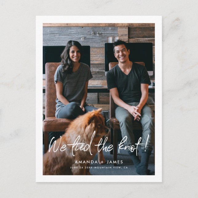 Postal de Invitación del Boda Elopement con foto (Anverso)