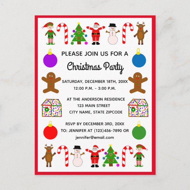 Postal de invitación del marco #2 de los navidades (Anverso)