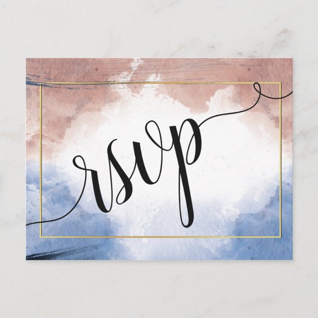 Postal De Invitación Delicada acuarela alusión a ondas rsvp invitat (Anverso)
