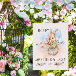 Postal De Invitación Delicado Bouquet floral de conejito de conejito de