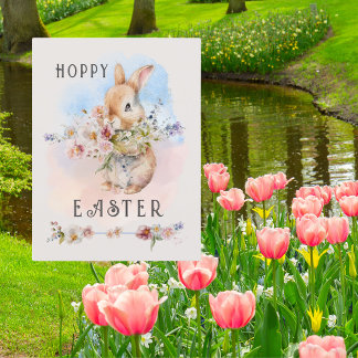 Postal De Invitación Delicado ramo floral de conejito bebé de Pascua