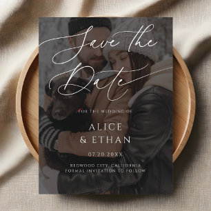 Postal De Invitación Delicar boda fotográfica de caligrafía Guardar la 