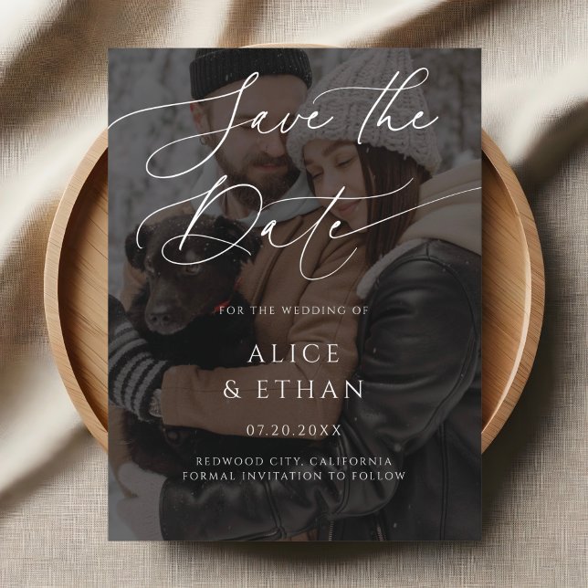 Postal De Invitación Delicar boda fotográfica de caligrafía Guardar la  (Subido por el creador)