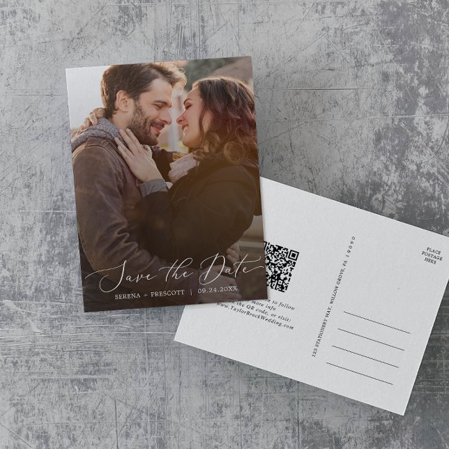 Postal De Invitación Delicar la superposición de foto oscura Código QR  (Subido por el creador)