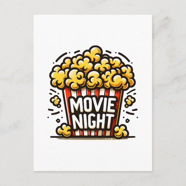 Postal De Invitación Delicia de Noche de Cine Palomitas Juguetonas (Anverso)