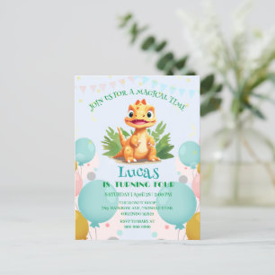 Postal De Invitación Deliciosos dinosaurios zoológico de jungla silvest