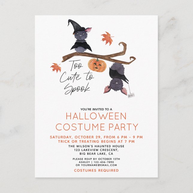 Postal De Invitación Demasiado lindo para hablar Fiesta de disfraces de (Anverso)