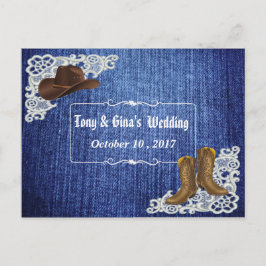 Postal De Invitación Denim Boots & Lace Wedding RSVP