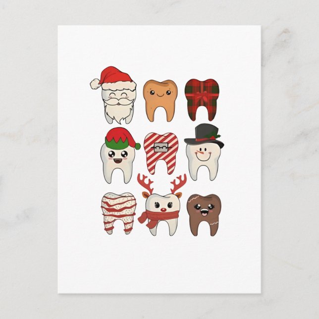 Postal De Invitación Dental Navidades Funny Dentist Holiday (Anverso)