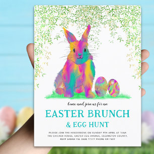 Postal De Invitación Desayuno Brunch de Caza de Huevos del Conejito de 