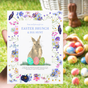 Postal De Invitación Desayuno de búsqueda de huevos de Pascua Conejo li
