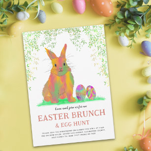 Postal De Invitación Desayuno de búsqueda de huevos de Pascua Conejo y 