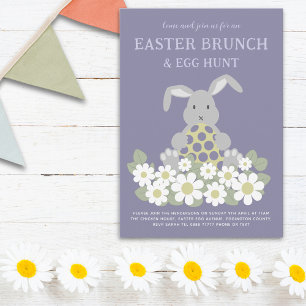 Postal De Invitación Desayuno de Caza de Huevos de Pascua Conejito Lind