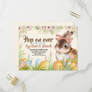 Postal De Invitación Desayuno de Pascua y Caza de Huevos Conejo de Acua