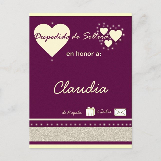 Postal De Invitación Desdepida de Soltera (Anverso)