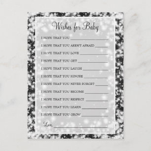 Postal De Invitación Deseos De Baby Shower Winter Sparkle Black