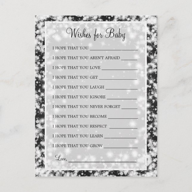 Postal De Invitación Deseos De Baby Shower Winter Sparkle Black (Anverso)