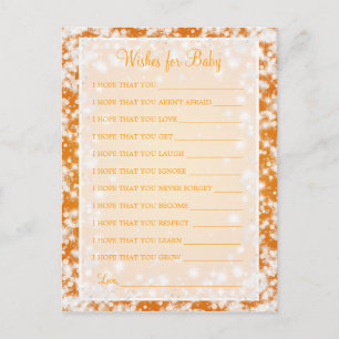 Postal De Invitación Deseos De Baby Shower Winter Sparkle Naranja