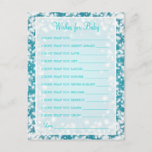 Postal De Invitación Deseos De Baby Shower Winter Sparkle Turquoise