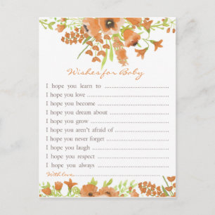 Postal De Invitación Deseos florales de Baby Shower de la caída para el