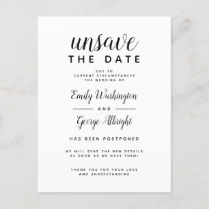 Postal De Invitación Desmarcar Fecha Elegante Boda Pospuesta