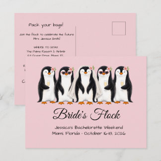 Postal De Invitación Despedida de Soltera de la Novia Pingüino Adorable