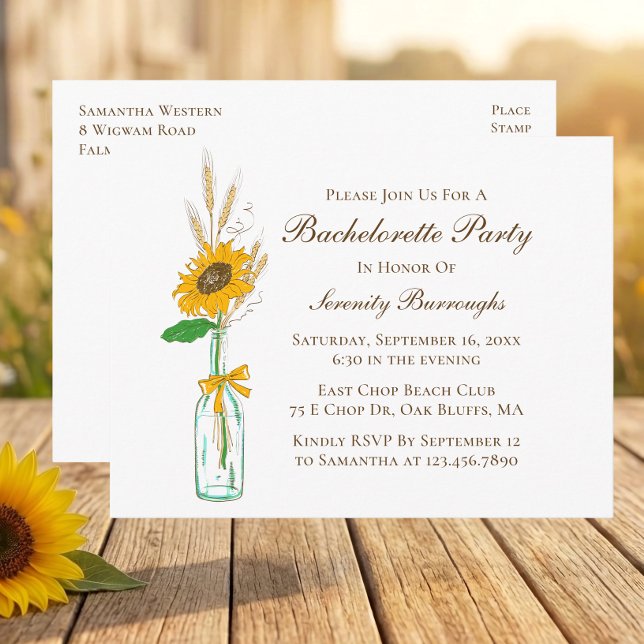 Postal De Invitación Despedida de Soltera Floral Rústica de Campo con G (Subido por el creador)