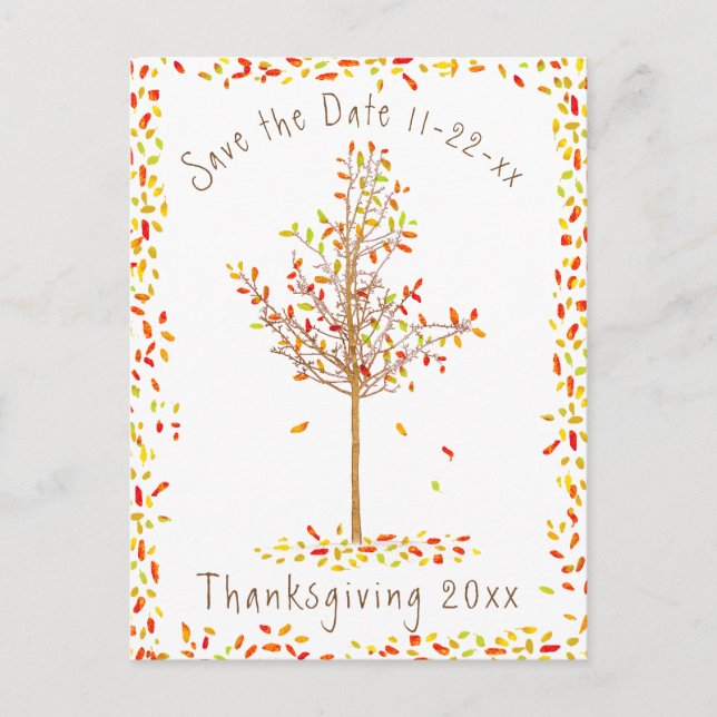Postal De Invitación Día de Acción de Gracias del Árbol de Otoño Guarda (Anverso)