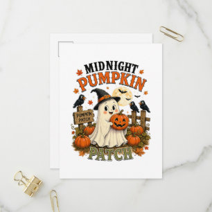 Postal De Invitación Día de las Brujas Fantasma del Parche de Calabaza
