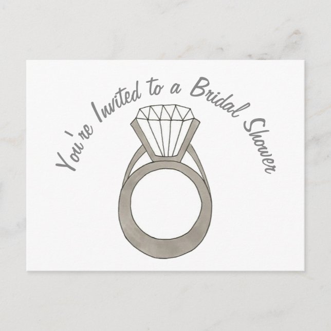 Postal De Invitación Diamond Ring Bridal Shower Bachelorette (Anverso)