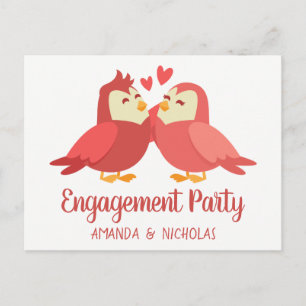 Postal De Invitación Dibujo animado de fiesta de compromiso de novia y 