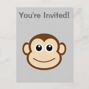 Postal De Invitación Dibujo de Cara de Mono