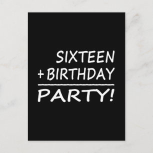 Postal De Invitación Dieciséis cumpleaños: dieciséis + cumpleaños = Fie