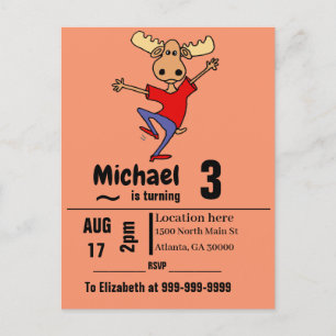 Postal De Invitación Diferente fiesta de cumpleaños de Moose Dancing