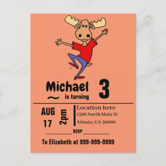 Postal De Invitación Diferente fiesta de cumpleaños de Moose Dancing
