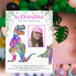 Postal De Invitación Dinosaurio Chicas temáticas de cumpleaños Presupue