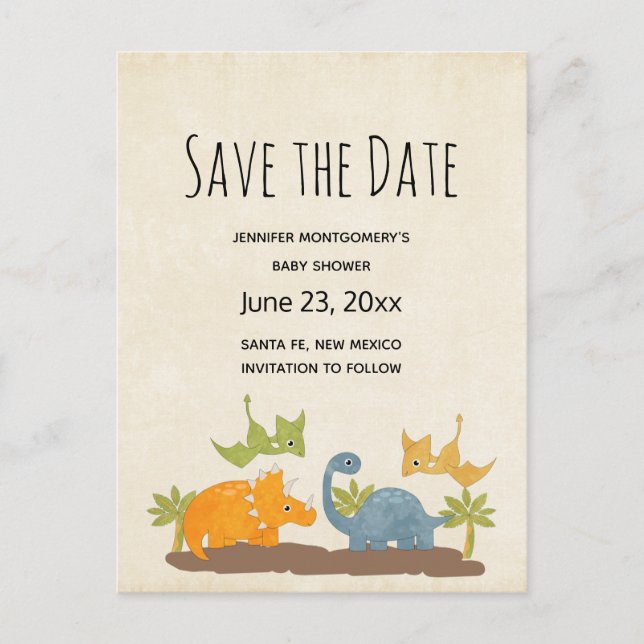 Postal De Invitación Dinosaurios pequeños vida silvestre prehistórica s (Anverso)