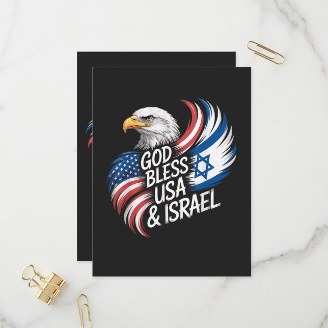 Postal De Invitación Dios bendiga a Israel EE. UU. (Anverso/Reverso In Situ)