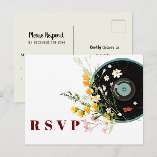Postal De Invitación Disco de vinilo, floral, Oldies Rustic, mujeres RS