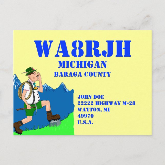 Postal De Invitación Diseñar tu propia radio QSL HAM Ops Yodeling Yodel (Anverso)