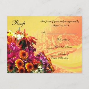Postal De Invitación Diseño de Bouquet floral colorido Naranja/amarillo