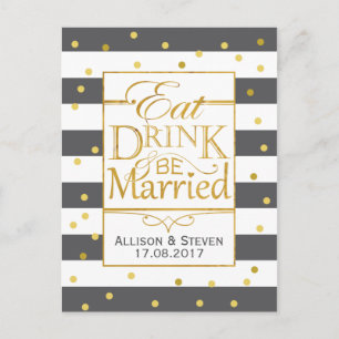 Postal De Invitación Diseño de Come, Bebe y Cásate