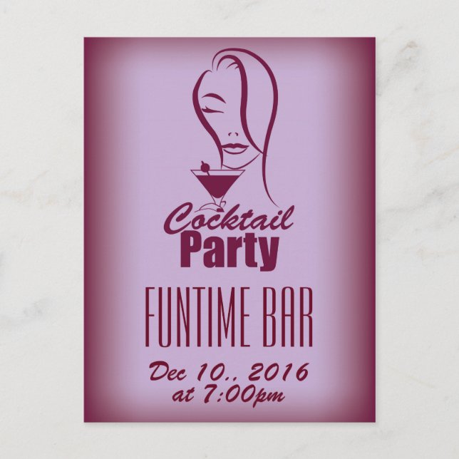 Postal De Invitación diseño de fiesta de cóctel (Anverso)