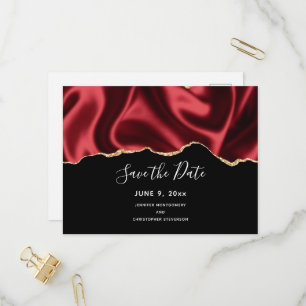 Postal De Invitación Diseño de satén ondulado glamuroso rojo oscuro: gu