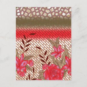Postal De Invitación Diseño de tejidos intrincados con motivos florales