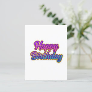 Postal De Invitación Diseño de tipografía de Feliz Cumpleaños en rosa, 