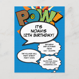 Postal De Invitación Diversión Azul Fiesta de Cumpleaños Edad Moderna C